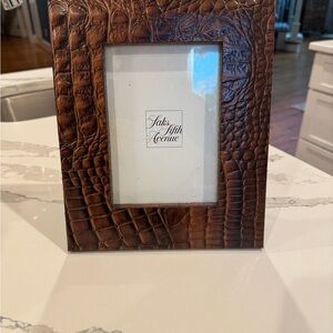 Saks Fifth Avenue Brown Crocodile-Embossed 5x7 Frame
